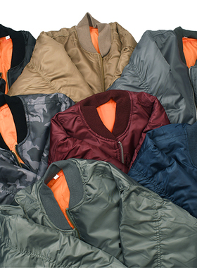 鼻祖MA1 美式复古经典棒球领飞行夹克 双面穿短宽肥夹棉保暖外套