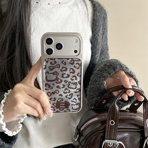 宁宁 小众ins滴胶蓝棕色豹纹电镀边防摔女iPhone17Pro MobileCase