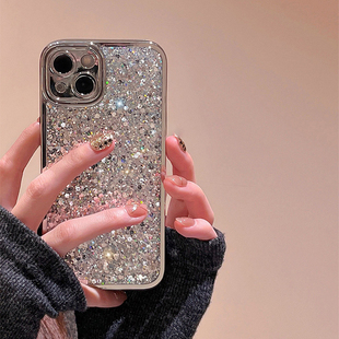 宁宁 MobileCase 高级感轻奢潮银色闪钻电镀防摔女iPhone17Promax