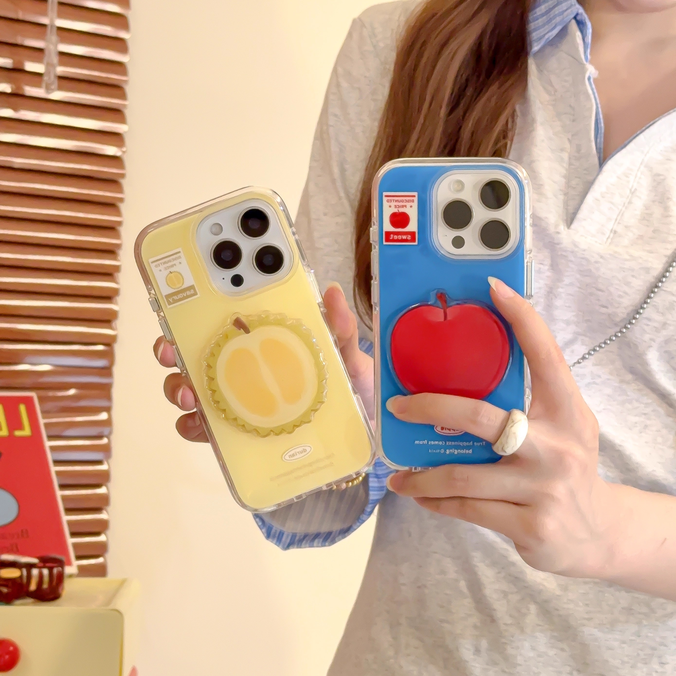 宁宁 韩系创意立体榴莲水果气囊圆边女款iPhone16Pro Mobile Case