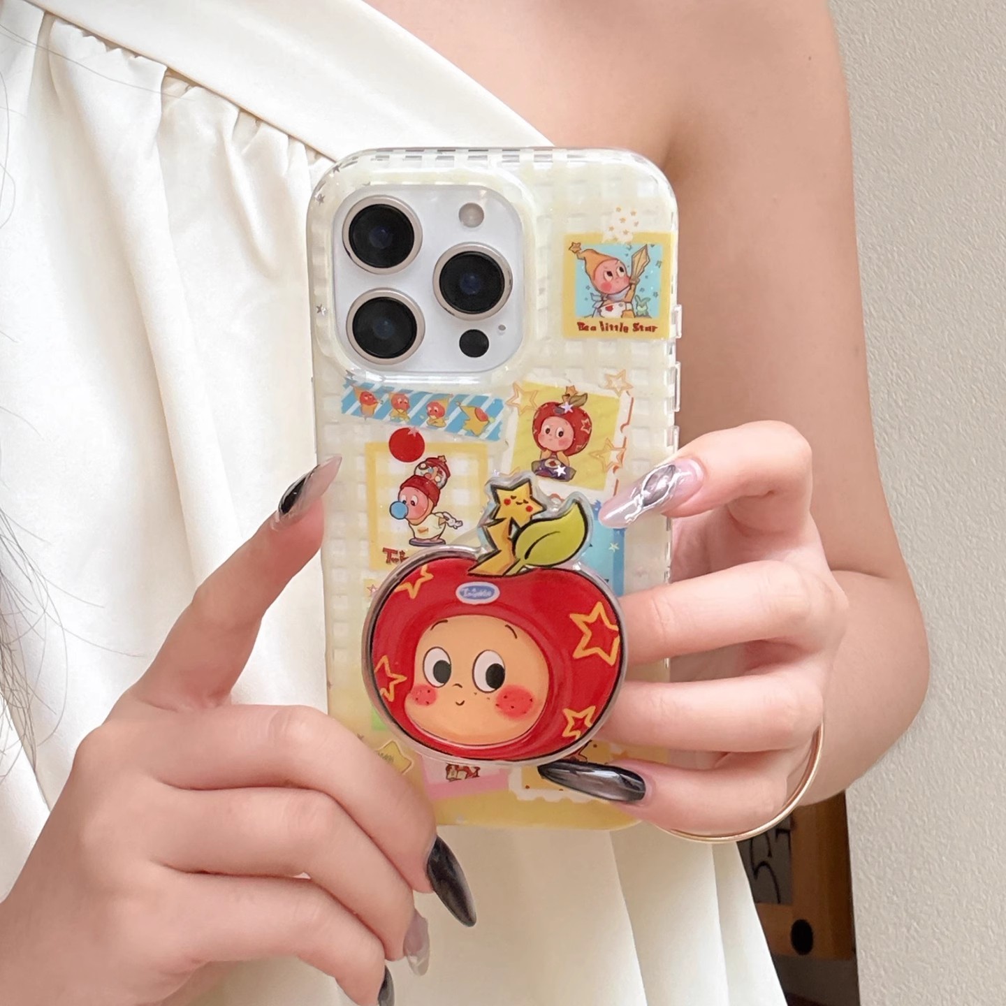 宁宁 网红可爱星星人支架趣味卡通软边女iPhone16Pro Mobile Case