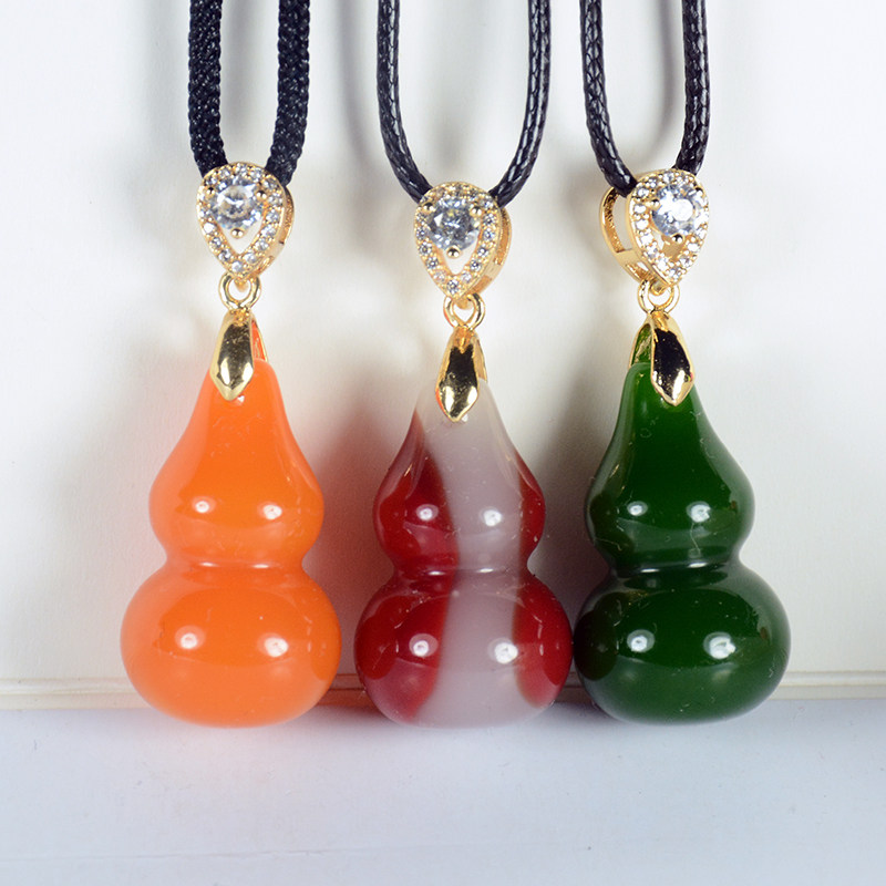 和田玉S925银镶嵌葫芦吊坠黄龙玉福绿寿项链坠碧玉镶嵌葫芦挂件