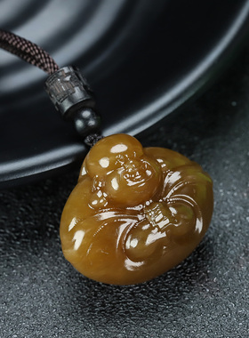 天然新疆和田玉糖玉弥勒佛吊坠糖玉笑佛挂件玉石佛公玉坠包挂坠