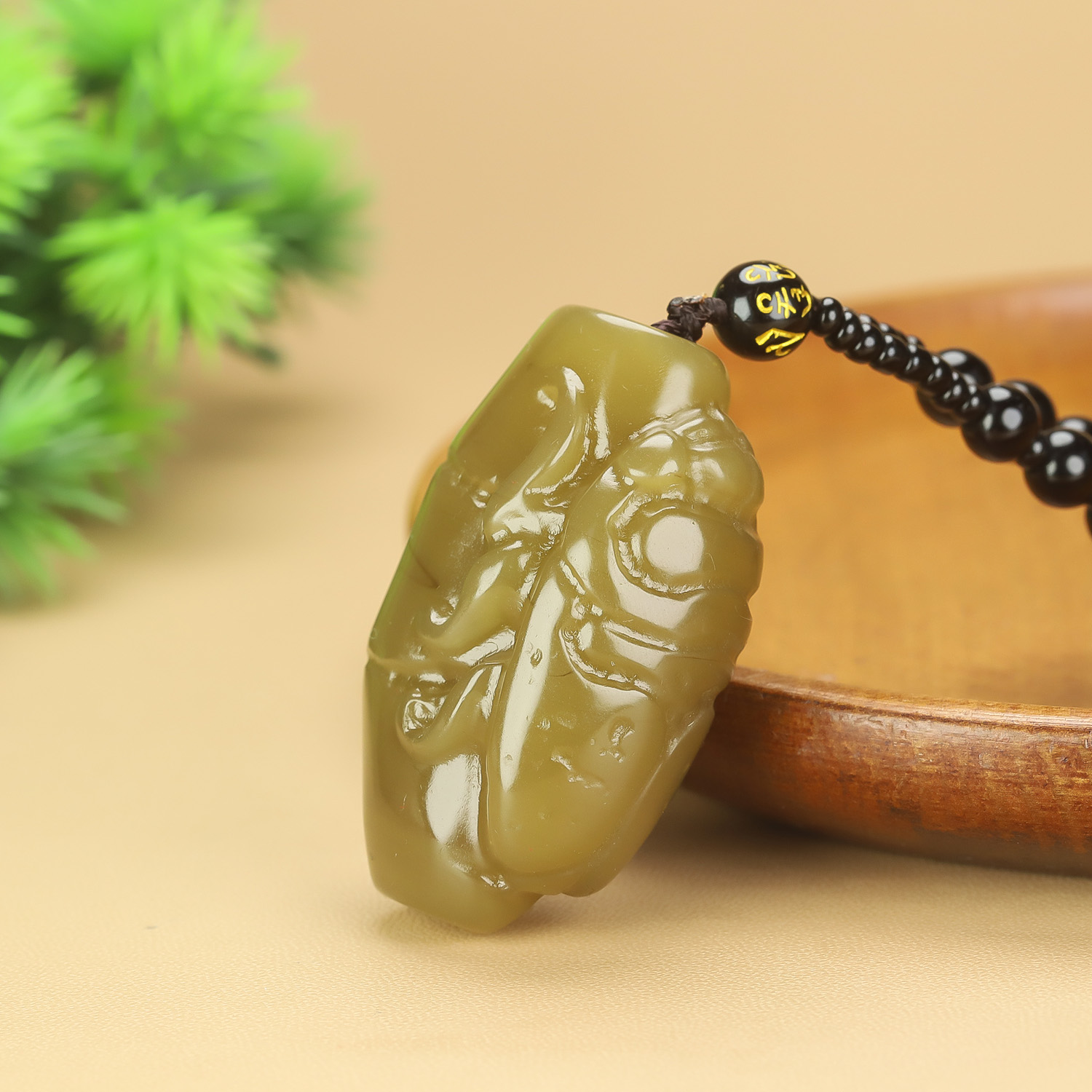 新疆和田玉知了吊坠糖料竹节玉蝉挂件糖玉步步高升一鸣惊人玉佩坠