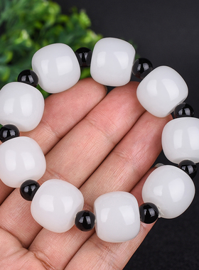 和田玉手串手链白玉珠算盘珠配饰