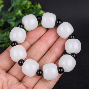 和田玉手串手链白玉手串算盘珠桶珠苹果珠男女款手持手链手镯配饰