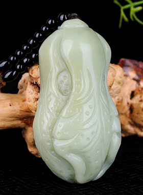 和田玉糖玉白菜把件手把件