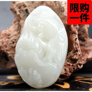 天然新疆和田玉鱼把件 籽料羊脂白玉鱼手把件挂件 连年有余把玩件