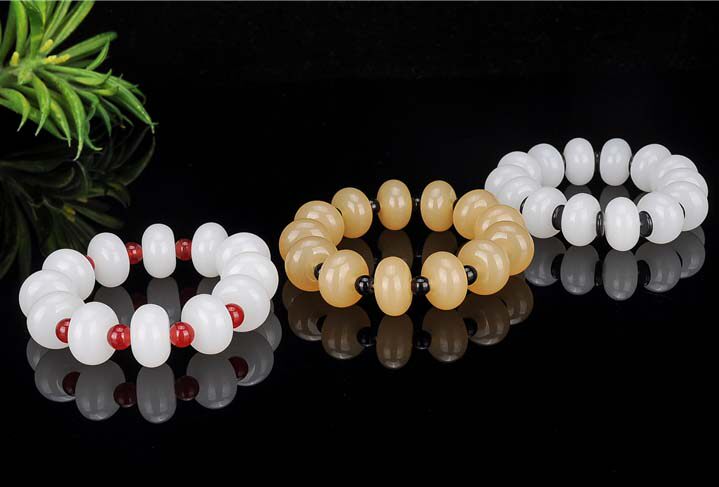 新疆和田玉平安扣手链天然黄玉手串羊脂级白玉手链男女款玉手链