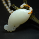 新疆和田玉鱼吊坠籽料羊脂白玉鱼挂件手把件连年有余玉坠玉鱼项链