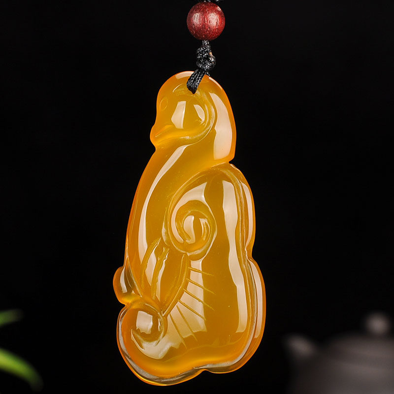 天然冰种黄玉髓福寿如意吊坠和田玉黄玉人生如意挂件玉坠玉佩玉牌