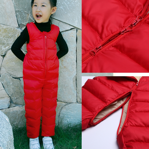 男女童儿童羽绒裤连体保暖背带裤