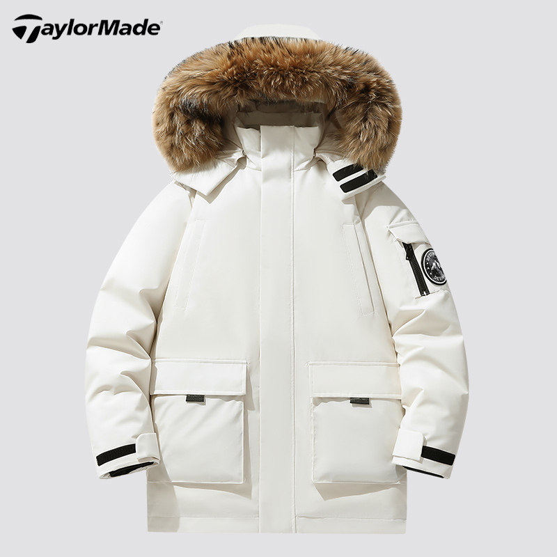 TaylorMade泰勒梅高尔夫羽绒服男女加厚白鸭绒运动保暖中长款外套