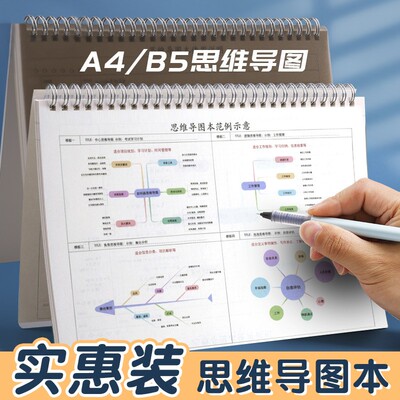 A4大号思维导图笔记本小学生语文高效学习法记忆本网格方格本加厚