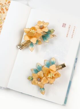 非遗绒花新中式发夹优雅温柔旗袍配饰日常发梳汉服发饰典雅端庄