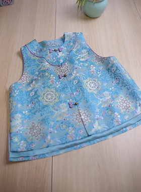 358提花宋锦祥云马甲纸样背心女无袖香云纱上衣裁剪图纸皮样