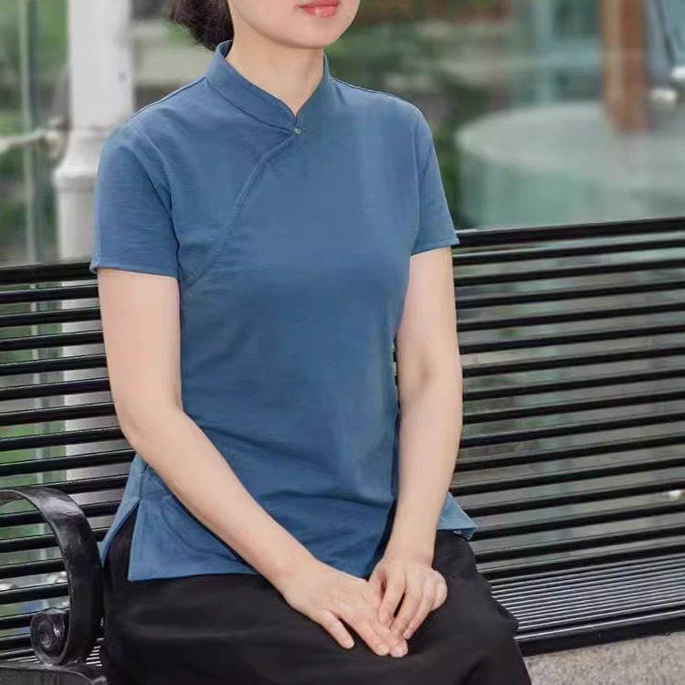 1616古装立领旗袍T恤短袖上衣汉服女装裁剪图板做衣服装纸样