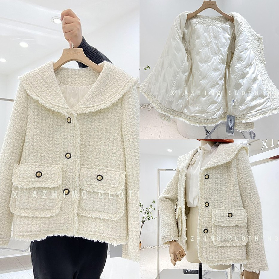 305秋冬羽绒服棉衣棉服小香风外套做衣服装裁剪图板娃娃领纸样
