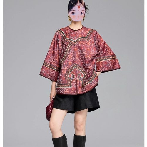 52全开襟汉服香云纱外套圆领立体裁剪切割牛皮纸1:1服装图纸样