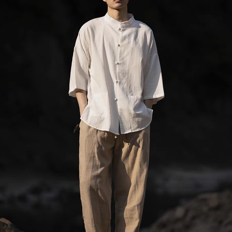 教程524立裁休闲太极服男士汉服唐装衬衫衣做衣服新款裁剪图纸样