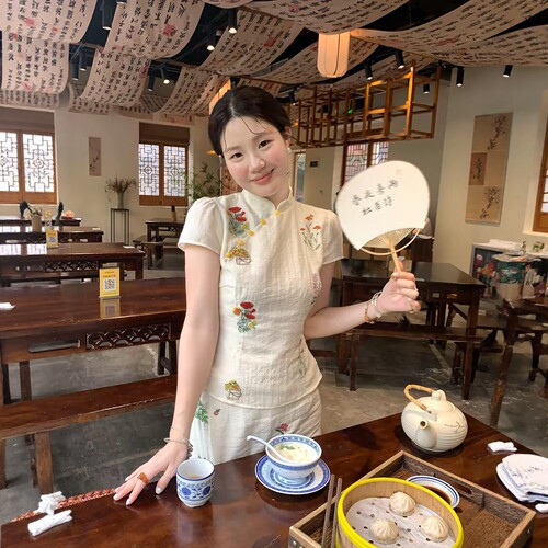 视频2037单独衬衣短款盖袖立领衬衫女中式小个裁衣服图裁剪纸样