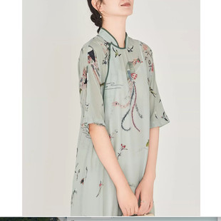 732中式 改良真丝香云纱桑蚕连衣裙女禅意茶服裁剪纸样 连身袖