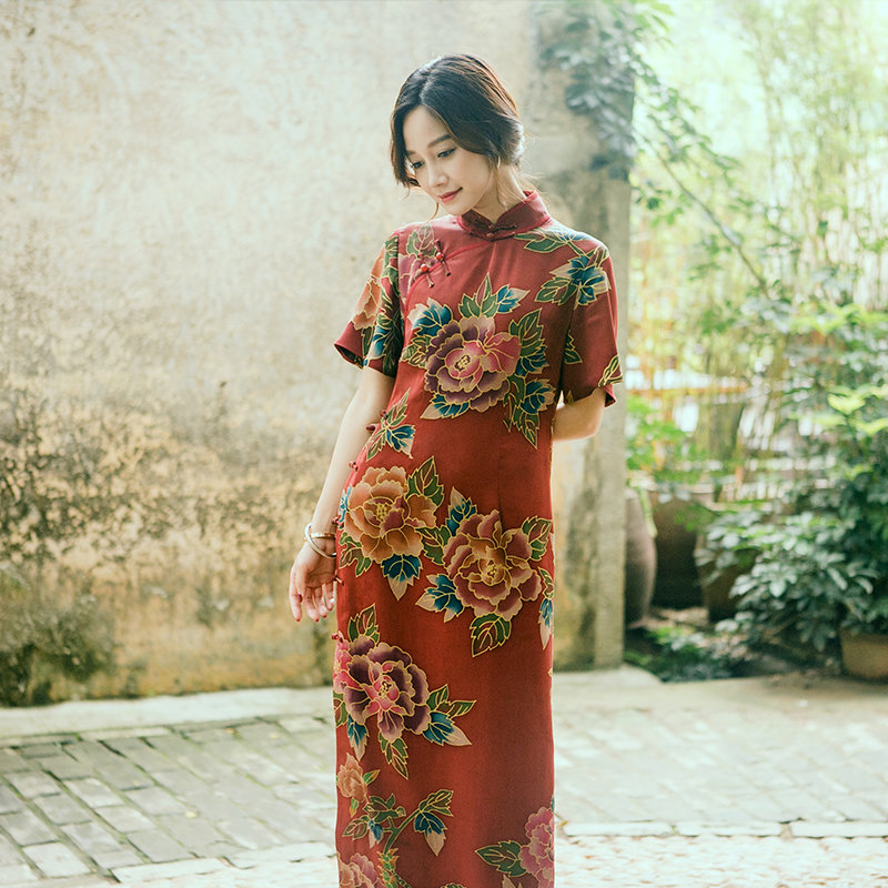 1703服装图香云纱真门襟改良旗袍连衣裙长款新款女装裁剪图纸纸样