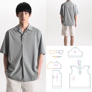 襯衫 男襯衫 古巴西裝 衣做衣服新款 裁剪圖紙樣 領(lǐng)短袖 534年輕個(gè)性