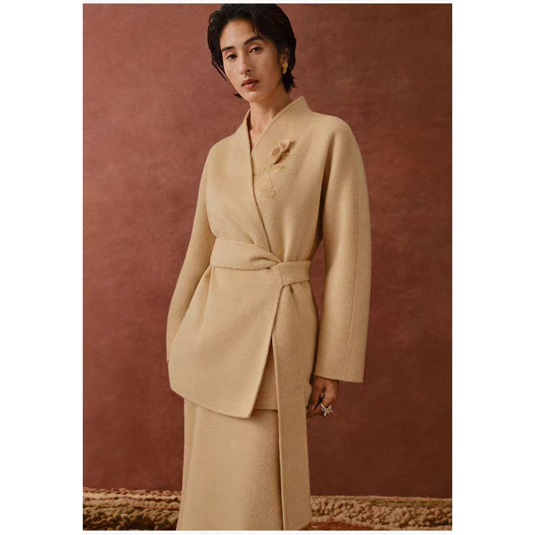 845连身袖做衣服装裁剪图中式双面呢羊绒上衣外套春秋冬休闲纸样