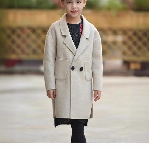 188服装落肩袖双面羊绒大衣秋冬童中长款毛呢外套裁剪打纸样