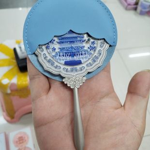 新款南昌滕王阁手柄化妆镜随身镜文创小镜子公主镜礼盒装实物图
