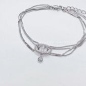 浪漫多层链条满钻猪鼻子银色手链 波光粼粼法式 Luxury jewelry