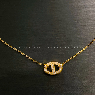 Luxury jewelry 不掉色 猪鼻子项链女小众女生锁骨链时尚百搭钛钢