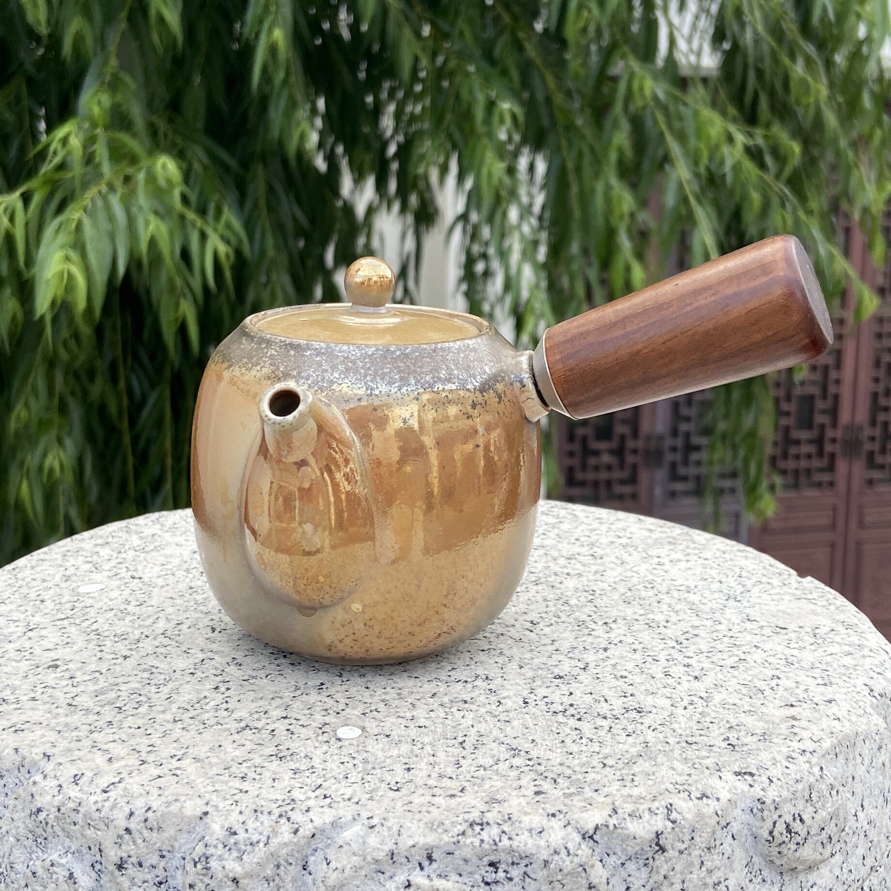 台湾宜龙eilong柴烧侧把壶家用茶壶茶具陶瓷