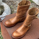 靴羚羊皮 复古圆头工装 岩屋H107复古楦型大圆头工程师靴 潮流美式