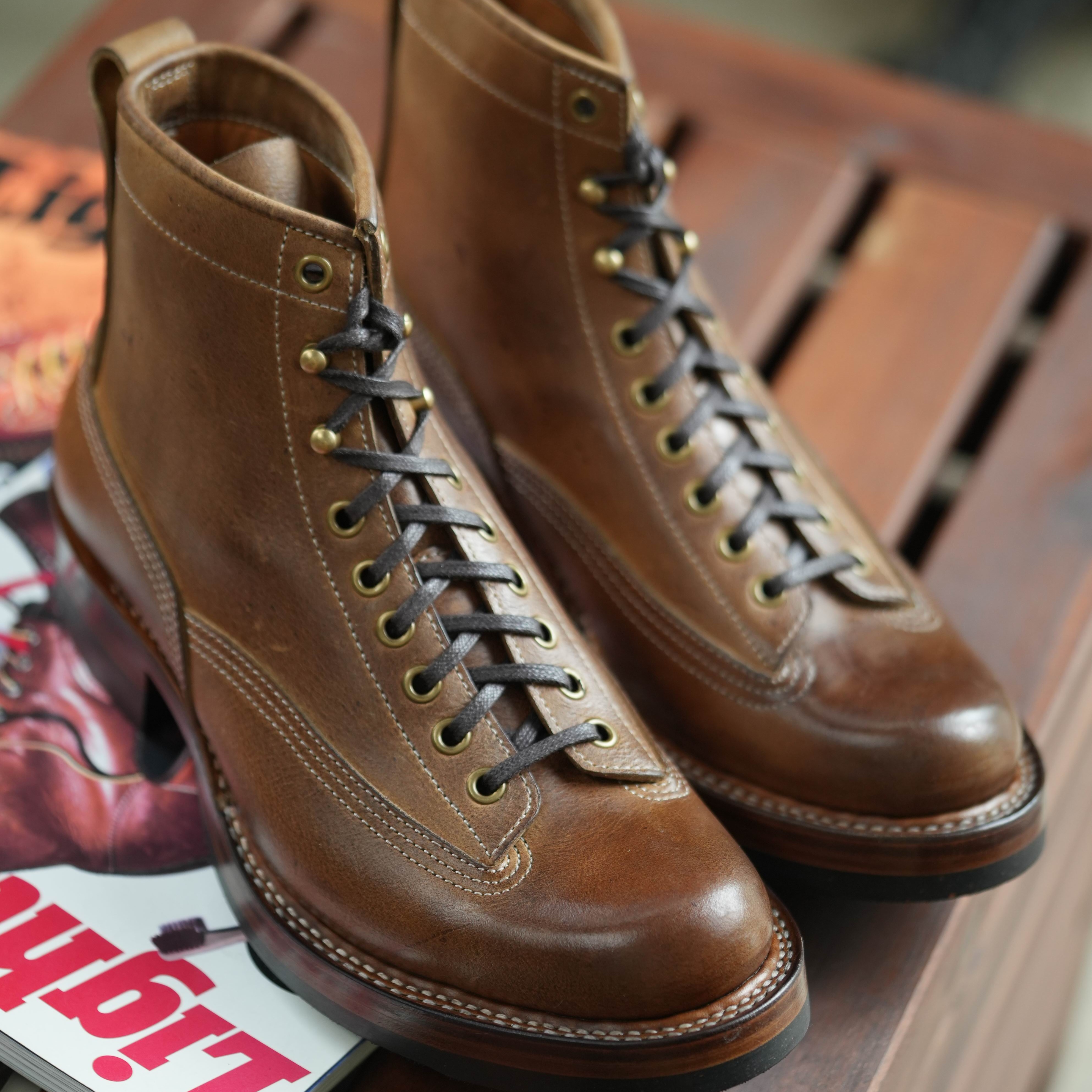 双线短脸小白手缝马丁靴复古外翻