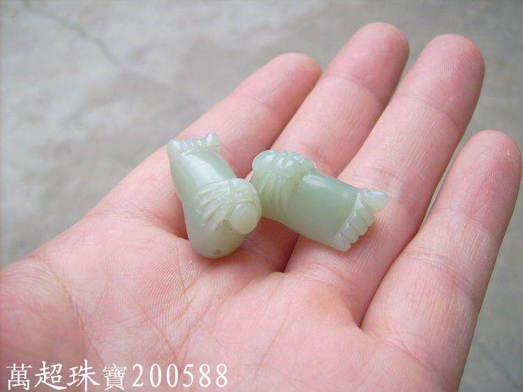 和田玉青白玉挂件.知足一对.万超珠宝200588!