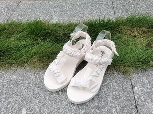 欧美专柜夏季厚底松糕平底时装魔术贴休闲沙滩女凉鞋清纯学生装
