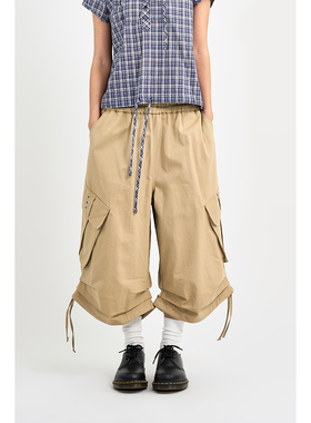Raucohouse韩代 String Balloon Bermuda Pants 口袋抽绳七分裤