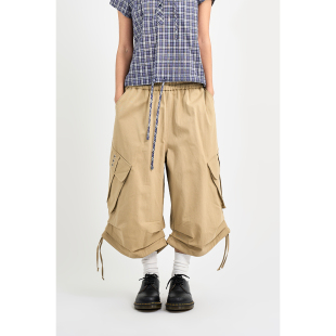 Raucohouse韩代 String Balloon Bermuda Pants 口袋抽绳七分裤