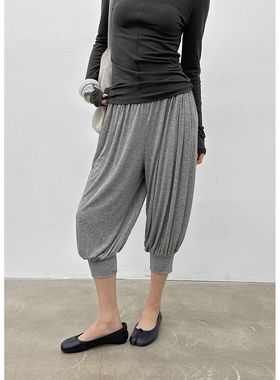 韩国代购26 Abtic 3/4 Length Aladdin Pants 褶皱复古七分裤女