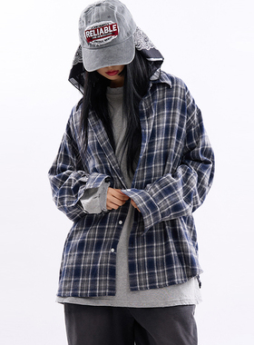 国内现货Raucohouse Elvin over check shirt 长袖格子衬衫百搭