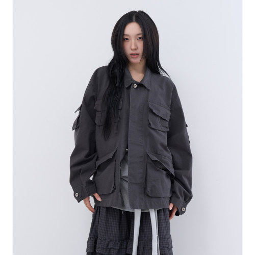 lowear韩代口袋宽松工装夹克