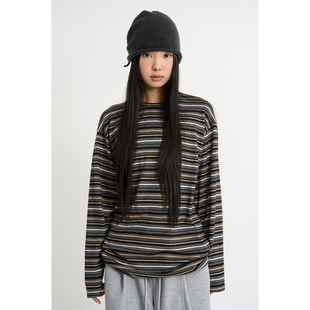 Rose Stripe Long Sleeve T恤百搭 韩代Raucohouse 条纹长袖 Multi