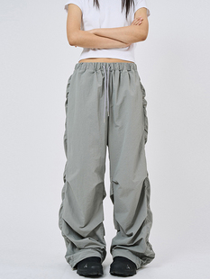 韩代Raucohouse  Keep side shirring parachute pants抽绳休闲裤
