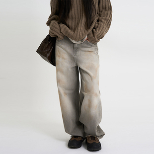 韩代Raucohouse Dusty grain wide denim pants 做旧水洗牛仔裤