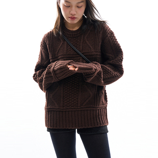 韩国代购Raucohouse Art nouveau wool mix pattern knit针织毛衣