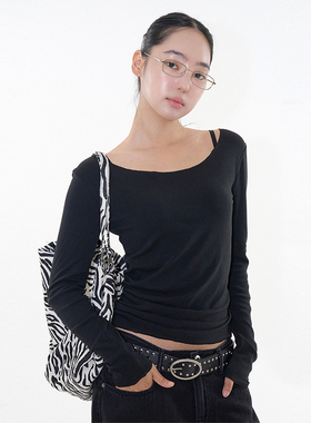 韩代Raucohouse Poema shirring long sleeve tee 褶皱长袖T恤衫