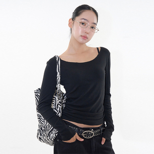 韩代Raucohouse Poema shirring long sleeve tee 褶皱长袖T恤衫