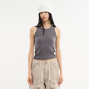 top 韩国代购 竖纹打底背心 sleeveless peach Raucohouse Toasty